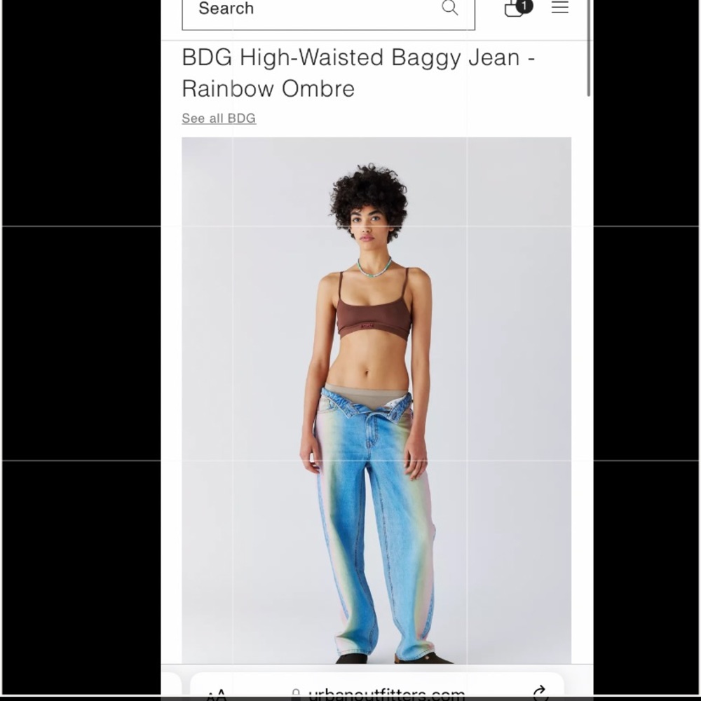 Urban Outfitters BDG High- Waisted Baggy Jean Rainbow Ombre - Size 28